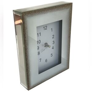 Mirrored Gold Glitter Table Desk Clock Decor